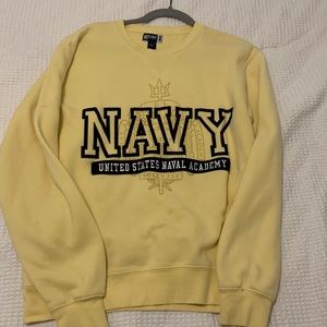 US Naval Academy crew neck. light yellow. Size small